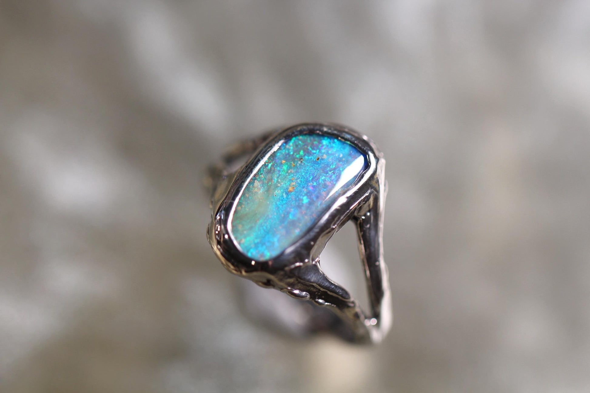 Boulder Opal and Sterling Silver Ring