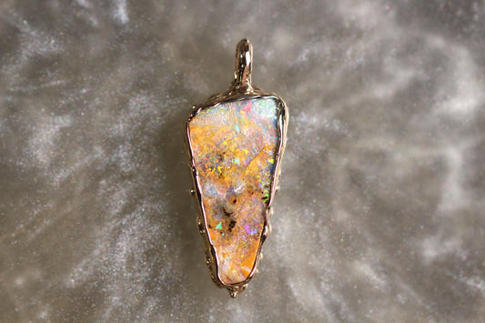 Boulder Opal and Solid 9ct Yellow Gold Pendant