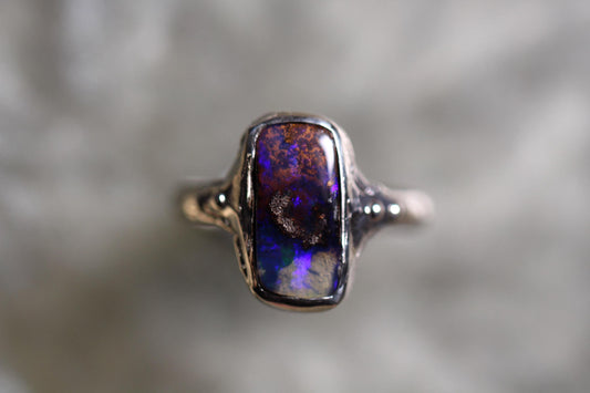 Boulder Opal and Sterling Silver Ring