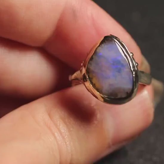 Boulder Opal and Solid 9ct Yellow Gold Ring