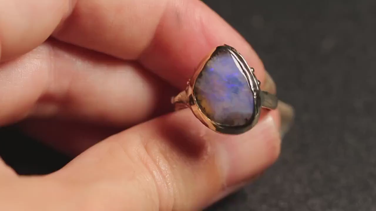 Boulder Opal and Solid 9ct Yellow Gold Ring