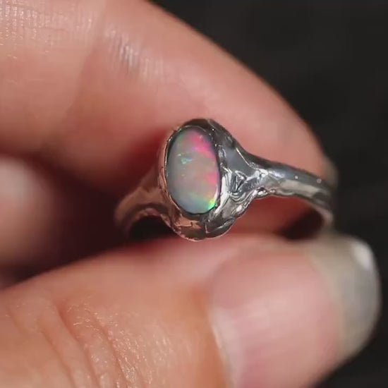 Lightning Ridge Opal and Sterling Silver Ring
