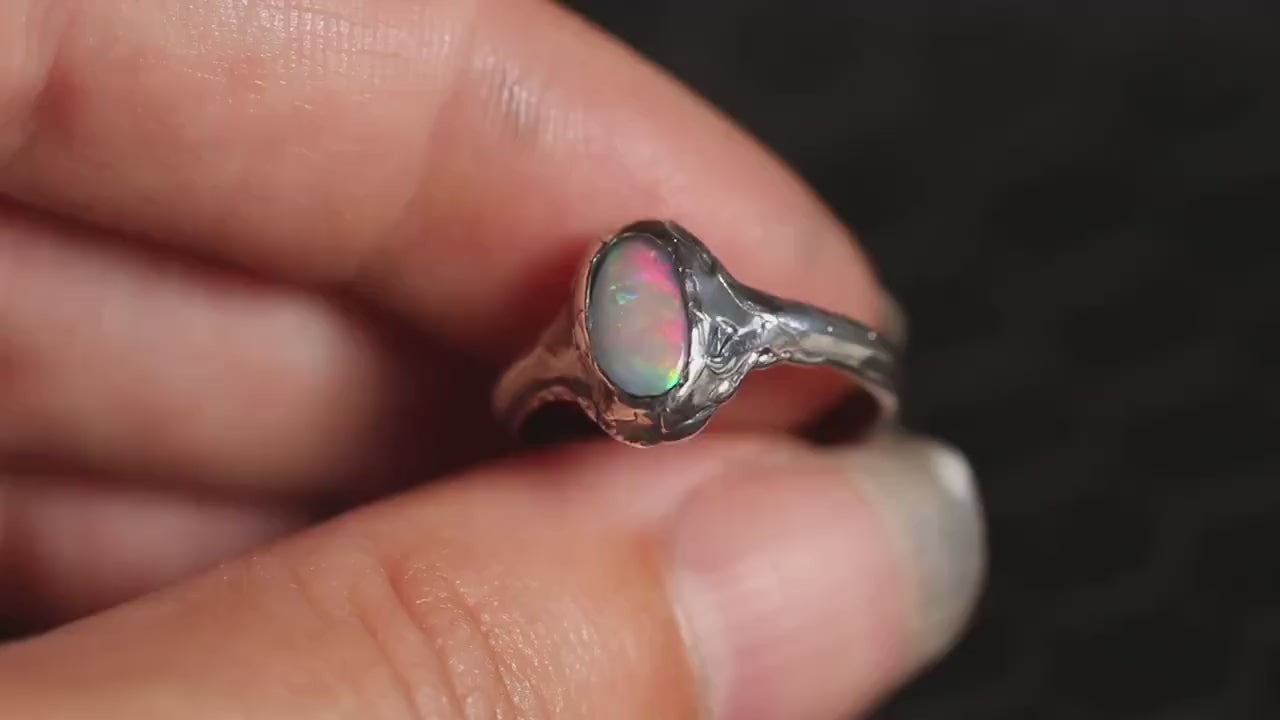 Lightning Ridge Opal and Sterling Silver Ring